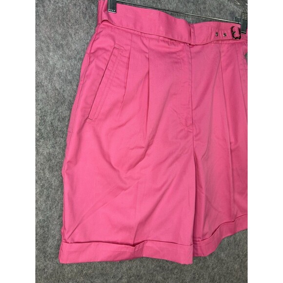 Vintage Izod Club Women's Pink Pleated High Waist Belted Shorts Size 10 - Picture 2 of 12